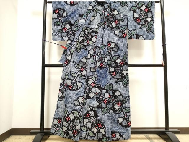平和屋着物∴夏物　浴衣　有松鳴海絞り　草花文　綿　逸品　DABI3064cd
