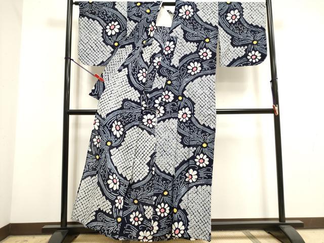 平和屋着物∴夏物　浴衣　有松鳴海絞り　舞花文　綿　逸品　DABI3066cd