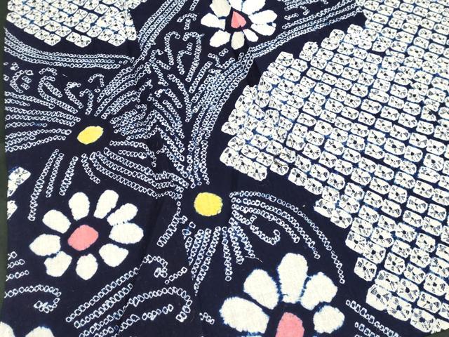 平和屋着物∴夏物　浴衣　有松鳴海絞り　舞花文　綿　逸品　DABI3066cd