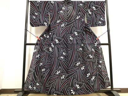 平和屋着物∴夏物　浴衣　有松鳴海絞り　舞蝶文　綿　逸品　DABI3070cd