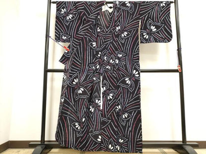 平和屋着物∴夏物　浴衣　有松鳴海絞り　舞蝶文　綿　逸品　DABI3070cd