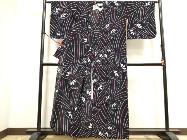 平和屋着物∴夏物　浴衣　有松鳴海絞り　舞蝶文　綿　逸品　DABI3070cd