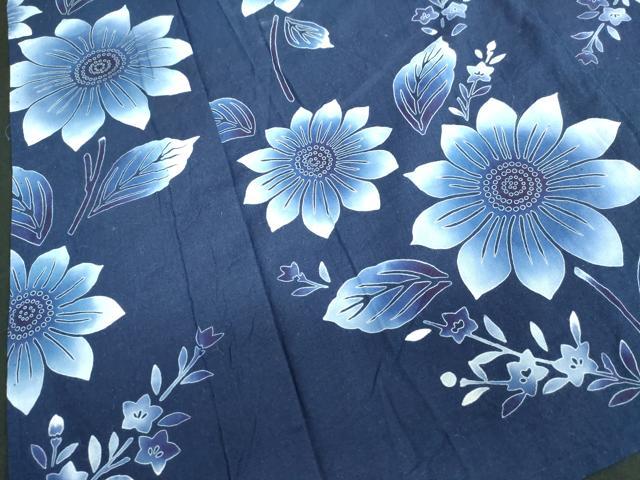 平和屋着物∴夏物　浴衣　注染　手縫い　草花文　綿　逸品　DABI3078cd