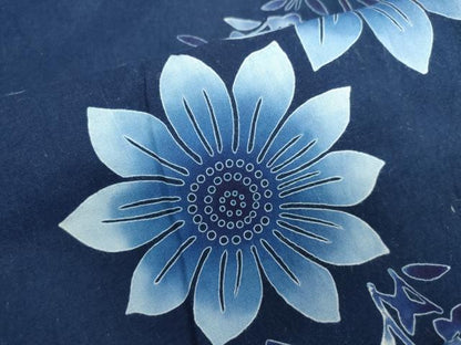 平和屋着物∴夏物　浴衣　注染　手縫い　草花文　綿　逸品　DABI3078cd