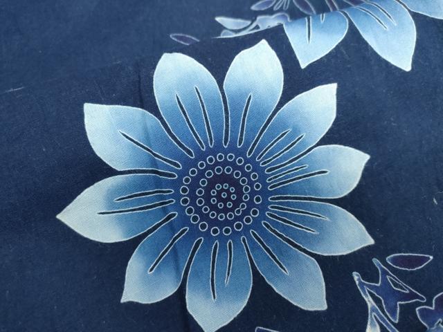 平和屋着物∴夏物　浴衣　注染　手縫い　草花文　綿　逸品　DABI3078cd