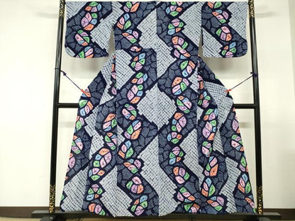 平和屋着物∴夏物　浴衣　有松鳴海絞り　抽象文　綿　逸品　DABI3086cd