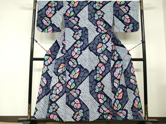 平和屋着物∴夏物　浴衣　有松鳴海絞り　抽象文　綿　逸品　DABI3086cd