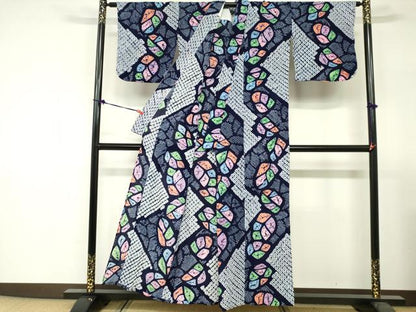 平和屋着物∴夏物　浴衣　有松鳴海絞り　抽象文　綿　逸品　DABI3086cd