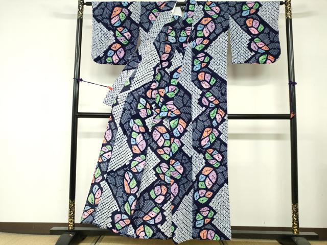 平和屋着物∴夏物　浴衣　有松鳴海絞り　抽象文　綿　逸品　DABI3086cd