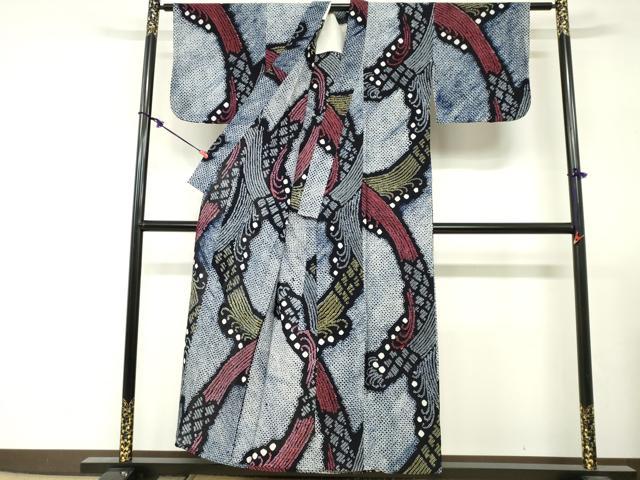 平和屋着物∴夏物　浴衣　有松鳴海絞り　抽象花文　綿　逸品　DABI3087cd