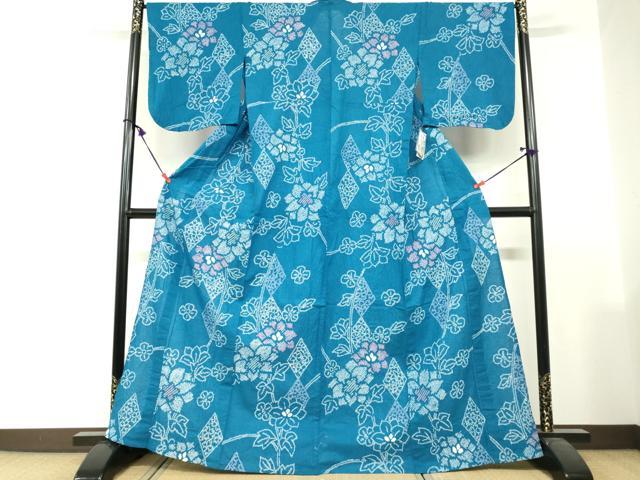 平和屋着物∴夏物　浴衣　有松鳴海絞り　枝花文　綿　逸品　未使用　DABI3089cd