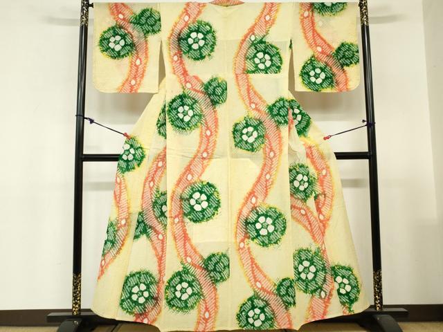 平和屋着物∴夏物　浴衣　有松鳴海絞り　舞花文　綿　逸品　DABI3100cd