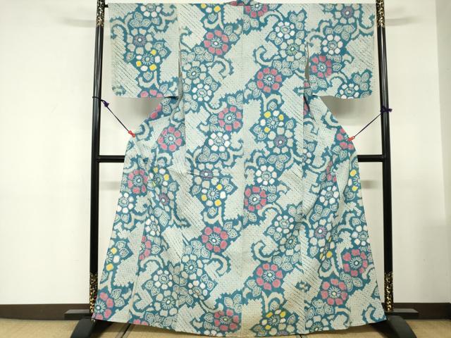 平和屋着物∴夏物　浴衣　有松鳴海絞り　花繋ぎ　綿　逸品　DABI3103cd