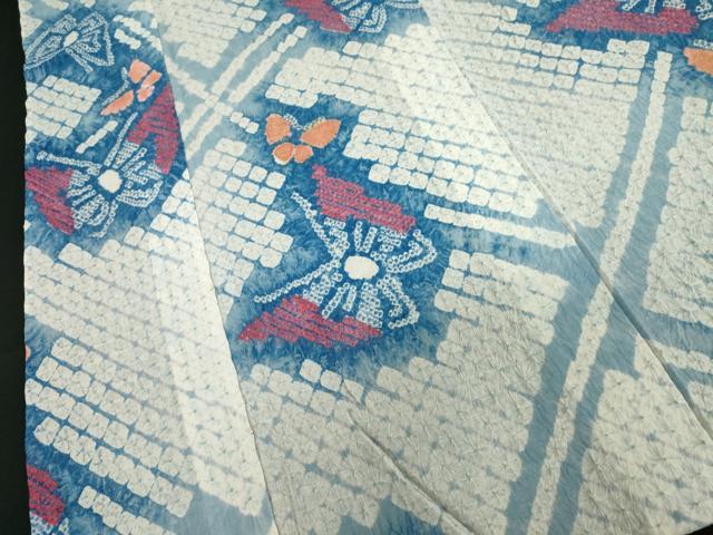 平和屋着物∴夏物　浴衣　有松鳴海絞り　舞蝶文　綿　逸品　DABI3106cd