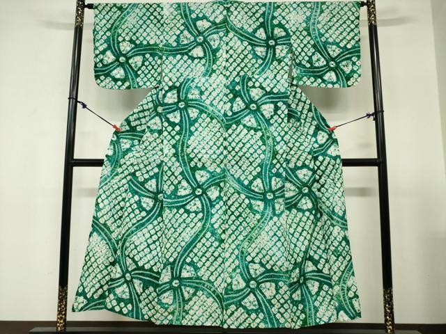 平和屋着物∴夏物　浴衣　有松鳴海絞り　舞花文　綿　逸品　DABI3107cd