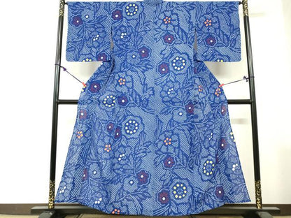 平和屋着物∴夏物　浴衣　有松鳴海絞り　草花　綿　逸品　未使用　DABI3110cd