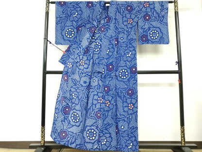 平和屋着物∴夏物　浴衣　有松鳴海絞り　草花　綿　逸品　未使用　DABI3110cd