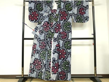 平和屋着物∴夏物　浴衣　有松鳴海絞り　花唐草文　綿　逸品　DABI3111cd