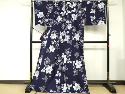 平和屋着物∴夏物　竺仙鑑製　浴衣　注染　鉄線　ロング丈　綿　逸品　DABI3115cd