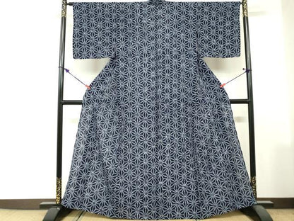 平和屋着物∴夏物　浴衣　有松鳴海絞り　麻の葉文様　綿　逸品　未使用　DABI3126cd