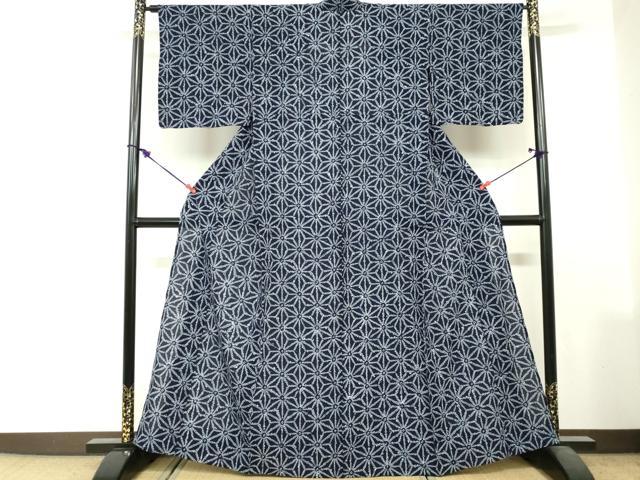 平和屋着物∴夏物　浴衣　有松鳴海絞り　麻の葉文様　綿　逸品　未使用　DABI3126cd