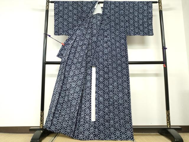平和屋着物∴夏物　浴衣　有松鳴海絞り　麻の葉文様　綿　逸品　未使用　DABI3126cd