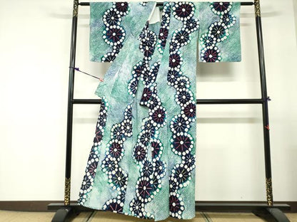 平和屋着物∴夏物　浴衣　有松鳴海絞り　花繋ぎ　綿　逸品　DABI3131cd