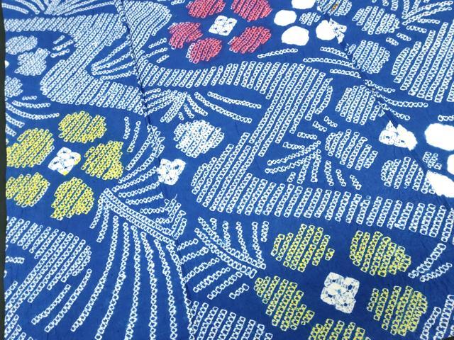 平和屋着物∴夏物　浴衣　有松鳴海絞り　流水花文　綿　逸品　未使用　DABI3132cd