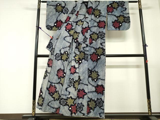 平和屋着物∴夏物　浴衣　有松鳴海絞り　舞花文　綿　逸品　DABI3133cd