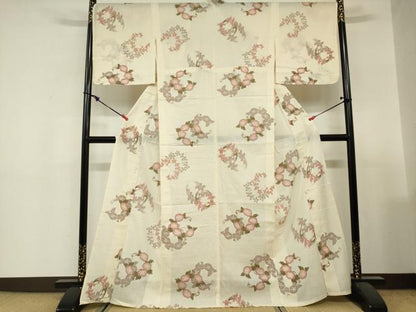 平和屋着物∴夏物　綿紅梅　浴衣　夢工房　花丸文　朝顔　アサガオ　綿　逸品　DABI3136cd