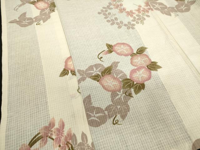 平和屋着物∴夏物　綿紅梅　浴衣　夢工房　花丸文　朝顔　アサガオ　綿　逸品　DABI3136cd