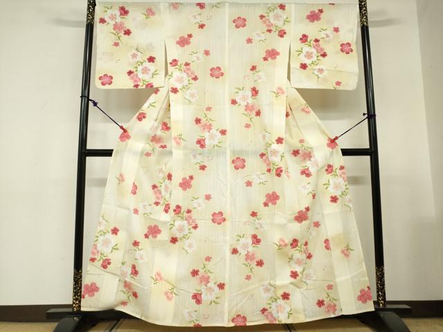 平和屋着物∴夏物　浴衣　草花文　撫子　綿　逸品　DABI3137cd