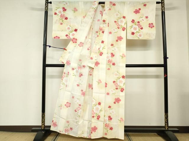 平和屋着物∴夏物　浴衣　草花文　撫子　綿　逸品　DABI3137cd