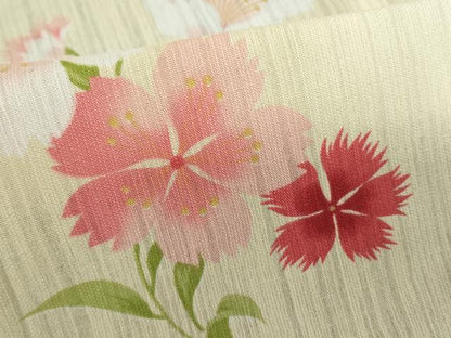 平和屋着物∴夏物　浴衣　草花文　撫子　綿　逸品　DABI3137cd