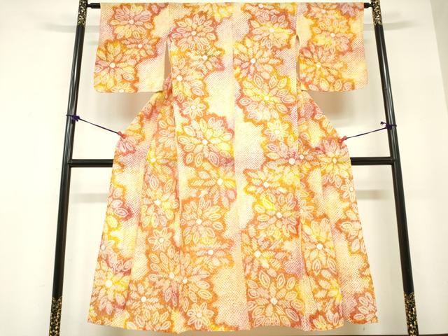 平和屋着物∴夏物　浴衣　有松鳴海絞り　花繋ぎ　綿　逸品　DABI3157cd