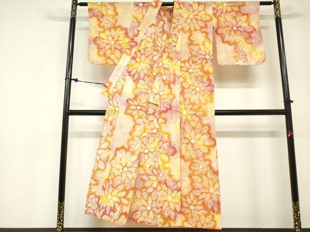 平和屋着物∴夏物　浴衣　有松鳴海絞り　花繋ぎ　綿　逸品　DABI3157cd