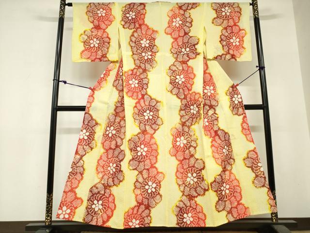 平和屋着物∴夏物　浴衣　有松鳴海絞り　花繋ぎ　綿　逸品　DABI3160cd