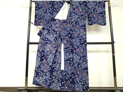 平和屋着物∴夏物　浴衣　有松鳴海絞り　舞花文　綿　逸品　DABI3161cd