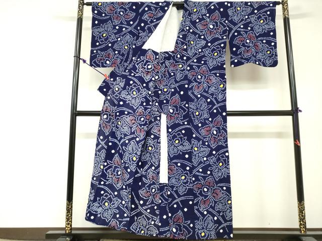 平和屋着物∴夏物　浴衣　有松鳴海絞り　舞花文　綿　逸品　DABI3161cd