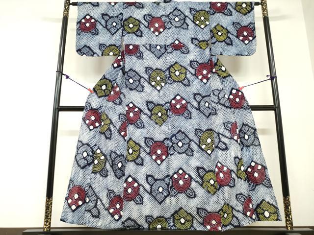 平和屋着物∴夏物　浴衣　有松鳴海絞り　青海波花文　綿　逸品　DABI3166cd