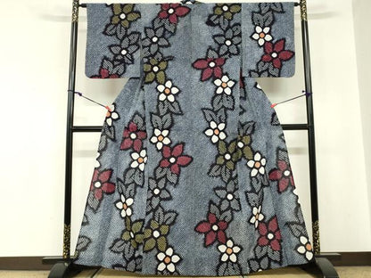 平和屋着物∴夏物　浴衣　有松鳴海絞り　花繋ぎ　綿　逸品　未使用　DABI3169cd