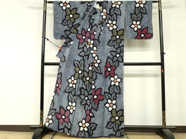 平和屋着物∴夏物　浴衣　有松鳴海絞り　花繋ぎ　綿　逸品　未使用　DABI3169cd