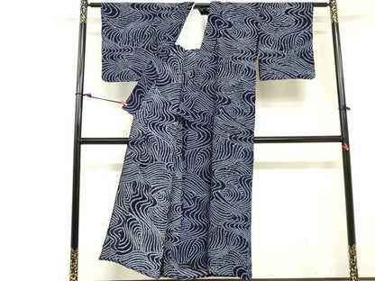 平和屋着物∴夏物　浴衣　有松鳴海絞り　流水文　綿　逸品　DABI3172cd
