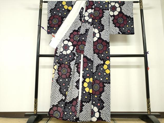 平和屋着物∴夏物　浴衣　有松鳴海絞り　花繋ぎ　綿　逸品　DABI3173cd
