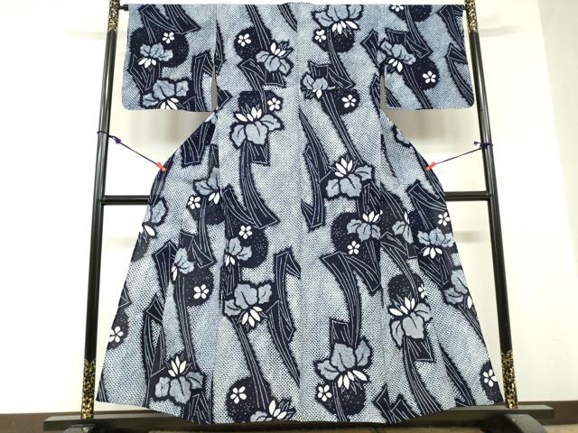 平和屋着物∴夏物　浴衣　有松鳴海絞り　杜若　カキツバタ　綿　逸品　DABI3174cd