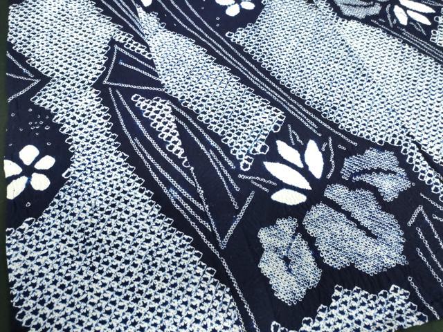 平和屋着物∴夏物　浴衣　有松鳴海絞り　杜若　カキツバタ　綿　逸品　DABI3174cd