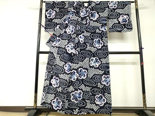 平和屋着物∴夏物　浴衣　有松鳴海絞り　流水舞桜文　綿　逸品　DABI3175cd