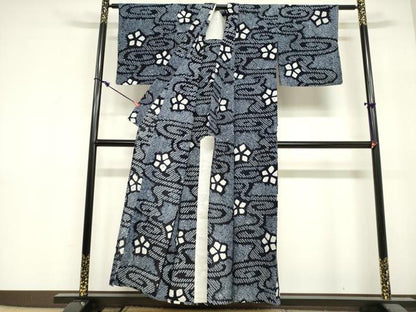 平和屋着物∴夏物　浴衣　有松鳴海絞り　流水花文　綿　逸品　DABI3177cd