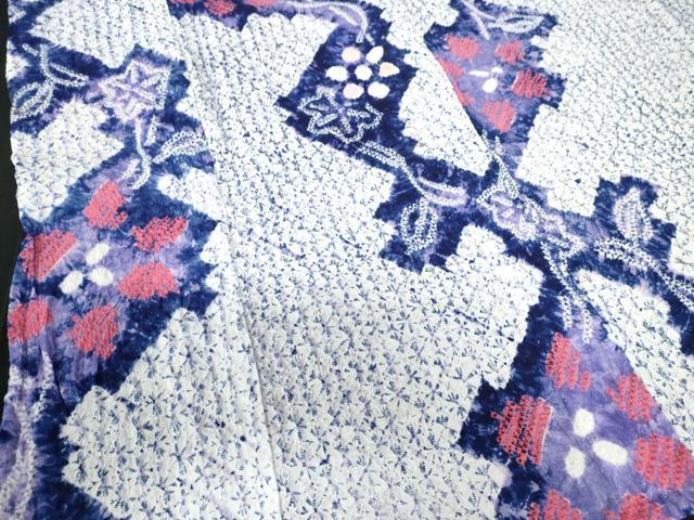 平和屋着物∴夏物　浴衣　有松鳴海絞り　枝花文　綿　逸品　DABI3183cd