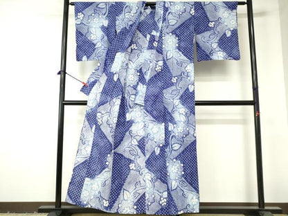 平和屋着物∴夏物　浴衣　有松鳴海絞り　枝花文　綿　逸品　DABI3184cd